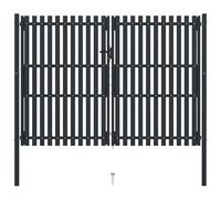 VIDAXL - Cancello per Recinzione Doppio in Acciaio 306x250 cm Antracite