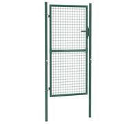 vidaXL Cancello per Recinzione Robusto Durevole Privacy con 2 Pali Serratura e Chiavi Ingresso Pedonale in Acciaio 100x175 cm Verde
