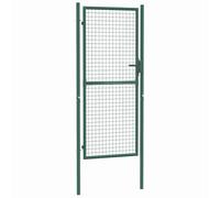 vidaXL Cancello per Recinzione Robusto Durevole Privacy con 2 Pali Serratura e Chiavi Ingresso Pedonale in Acciaio 100x200 cm Verde