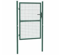 vidaXL Cancello per Recinzione Robusto Durevole Privacy con 2 Pali Serratura e Chiavi Ingresso Pedonale in Acciaio 100x125 cm Verde