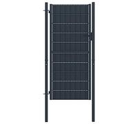 vidaXL Cancello per Recinzione Robusto Durevole Privacy con 2 Pali Serratura e Chiavi Ingresso Pedonale in PVC e Acciaio 100x164 cm Antracite