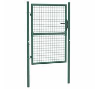 vidaXL Cancello per Recinzione Robusto Durevole Privacy con 2 Pali Serratura e Chiavi Ingresso Pedonale in Acciaio 100x125 cm Verde