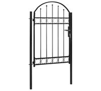 vidaXL Cancello Recinzione ad Arco Pedonale Antiruggine Robusto con Serratura e Montanti Recinto Giardino in Acciaio 100x150 cm Nero