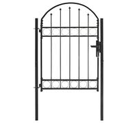 vidaXL Cancello Recinzione Antiruggine Anticorrosione Resistente Barriera Sicurezza Barre Robuste Ingresso Giardino ad Arco in Acciaio 100x125 cm Nero