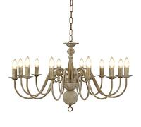 vidaXL Candelabro 12 Lampadine E14 Anticato Lampada da Soffitto a Sospensione Luce Pendente Base Metallo Bianco Gocce Acrilico Trasparente