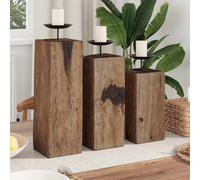 vidaXL Candelabro 3 pcs Naturale Legno massello di recupero