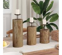 vidaXL Candelabro 3 pcs Naturale Legno massello di teak