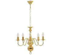 vidaXL Candelabro 5 Lampadine E14 Anticato Lampada da Soffitto a Sospensione Luce Pendente Base Metallo Dorato Gocce Acrilico Trasparente