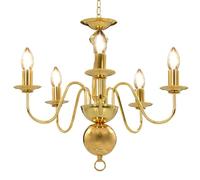 vidaXL Candelabro 5 Lampadine E14 Anticato Lampada da Soffitto a Sospensione Luce Pendente Base Metallo Dorato Gocce Acrilico Trasparente