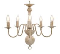 vidaXL Candelabro 5 Lampadine E14 Anticato Lampada da Soffitto a Sospensione Luce Pendente Base Metallo Bianco Gocce Acrilico Trasparente