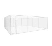 vidaXL Canile da Esterno Box da Giardino Recinzione per Cani Cuccia Gabbia Protezione Recinto Sicurezza Animali 570x570x185 cm in Acciaio Zincato