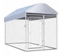 vidaXL Canile da Esterno con Tetto Alto Robusto Elegante Comodo con Serratura Recinzione Recinto per Cani Box Gabbia 200x100x125 cm in Acciaio Zincato