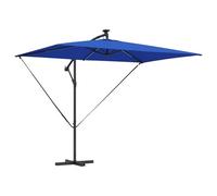 vidaXL Cantilever Ombrello per banane blu cielo con struttura in acciaio verniciato a polvere, 294 x 200 x 254 cm, resistente ai raggi UV e al vento, illuminazione solare a LED, manovella inclinabile
