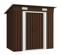 vidaXL Capanno Attrezzi Casetta ventilata ingresso a scorrimento Marrone 194x121x181 cm Acciaio