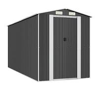 Capanno da giardino antracite 192x440x223 cm in acciaio zincato