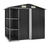 vidaXL Capanno da Giardino con Scaffali Antracite 205x130x183 cm Ferro