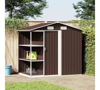 vidaXL Capanno da Giardino con Scaffali Marrone 205x130x183 cm Ferro