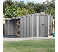 AX Capanno Ventilato Legna Tronchi Tetto Grigio 2.77x3.65x1.79m Giardino 3188291