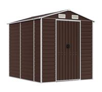 Capanno da giardino marrone 191x215x198 cm in acciaio zincato