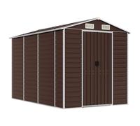 Capanno da giardino marrone 191x300x198 cm in acciaio zincato