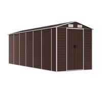 vidaXL Capanno da Giardino Marrone 191x555x198 cm in Acciaio Zincato