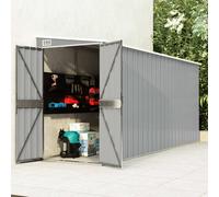 vidaXL Capanno Giardino a Parete Grigio 118x382x178 cm Acciaio Zincato