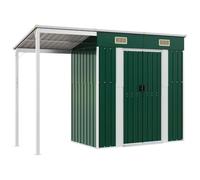 vidaXL Capanno Giardino con Tetto Esteso Verde 277x110,5x181cm Acciaio