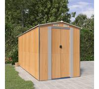 vidaXL Capanno Giardino Marrone Chiaro 192x440x223 cm Acciaio Zincato