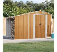vidaXL Capanno da giardino Marrone chiaro 277×192,5×179 cm Acciaio zincato