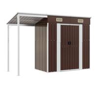 vidaXL Capanno Giardino Tetto Esteso Marrone 277x110,5x181cm Acciaio
