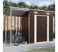 vidaXL Capanno Giardino Tetto Esteso Marrone 277x107x181cm Acciaio