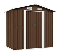 vidaXL Capanno Attrezzi da Giardino Marrone 204x132x186 cm in Acciaio