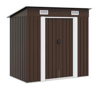vidaXL Capanno Attrezzi Casetta ventilata ingresso a scorrimento Marrone 194x121x181 cm Acciaio