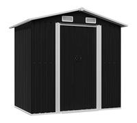 vidaXL Capanno per Attrezzi da Giardino Ventilato Ingresso a Scorrimento Robusto Casetta da Esterno Magazzino Antracite 204x132x186 cm in Acciaio