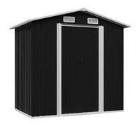 vidaXL Capanno per Attrezzi da Giardino Ventilato Ingresso a Scorrimento Robusto Casetta da Esterno Magazzino Antracite 204x132x186 cm in Acciaio
