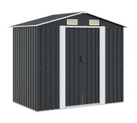 vidaXL Capanno per Attrezzi da Giardino Ventilato Ingresso a Scorrimento Robusto Casetta da Esterno Magazzino Antracite 204x132x186 cm in Acciaio