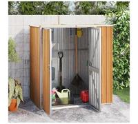 vidaXL Capanno per Attrezzi Marrone 161x89x161 cm in Acciaio Zincato