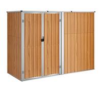 vidaXL Capanno per Attrezzi Marrone 225x89x161 cm in Acciaio Zincato