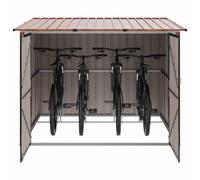 vidaXL Portabici 3 pezzi, marrone, 215 x 206 x 157 cm, metallo, giardino e terrazza, rettangolare, moderno, durevole, design elegante per ambienti esterni, facile manutenzione, look contemporaneo