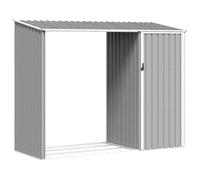 vidaXL Capanno per Legna Grigio 245x98x159 cm in Acciaio Zincato