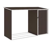 vidaXL Capanno per Legna da Giardino Capanna Casetta per Esterni Struttura Protettiva Rispostiglio per Legname 245x98x159 cm in Acciaio Zincato