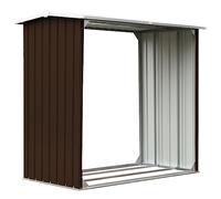 vidaXL Capannone da Giardino Aperto Ventilato Robusto Stabile Capanno Legname Struttura per Legna da Ardere in Acciaio Zincato 172x91x154 cm Marrone