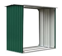 vidaXL Capannone da Giardino Aperto Ventilato Robusto Stabile Capanno Legname Struttura per Legna da Ardere in Acciaio Zincato 172x91x154 cm Verde