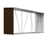 vidaXL Capannone da Giardino in Acciaio Zincato Capanno da Esterni Portalegna Ripostiglio per Legna Accessori Giardino 330x84x152cm Marrone