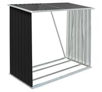 vidaXL Capannone da Giardino in Acciaio Zincato Capanno da Esterni Portalegna Ripostiglio per Legna Accessori Giardino 163x83x154cm Antracite