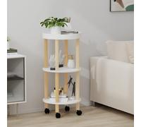 vidaXL Carrello 3 Ripiani Bianco 38x38x82 cm Legno Multistrato e Pino