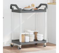 vidaXL Carrello a 2 Ripiani Grigio 81x41x92 cm in Alluminio