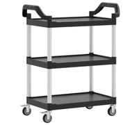 vidaXL Carrello a 3 Ripiani Nero 81x41x92 cm in Alluminio