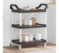 vidaXL Carrello a 3 Ripiani Nero 81x41x92 cm in Alluminio