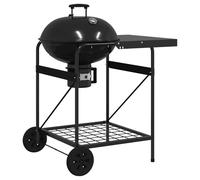 vidaXL Grill Portatile da Esterno con Carrello Robusto per BBQ | Acciaio Nero Capacità per 5 Persone Design Rettangolare Moderno Ideale per Giardini, Balconi e Raduni